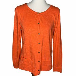 Lands' End Button Front Cardigan Pockets Size Medium